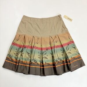DKNY Desert Passage A-Line Pleated Skirt SZ 12 NWT Leaf Print Autumn Colors